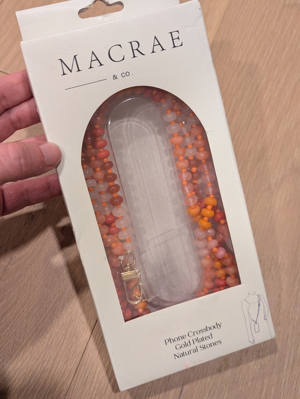 MACRAE Orange & Pink Beaded Phone Crossbody Strap